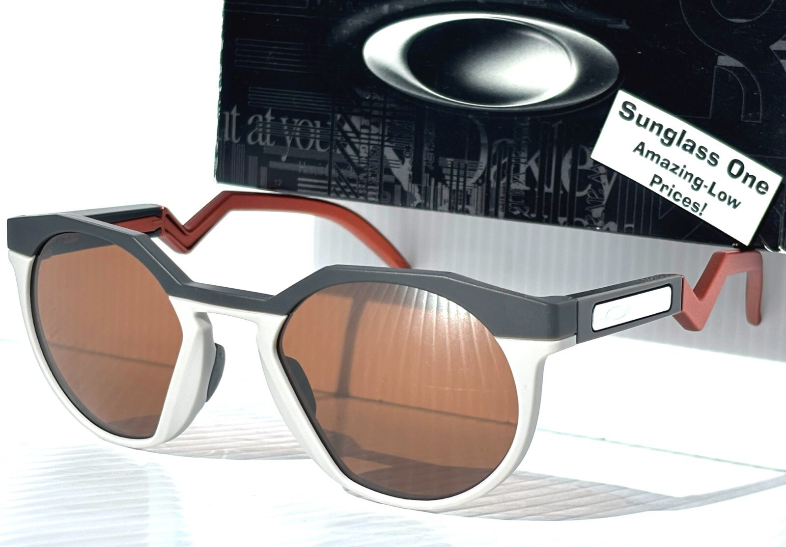 NEW Oakley HSTN Matte Carbon PRIZM Tungsten Brown Lens Sunglass 9242-06