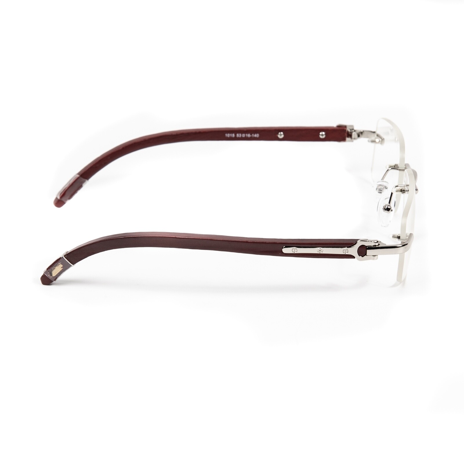 Vintage Men’s Clear Tint Rimless Woodgrain Silver Frame Retro Hip Hop Glasses