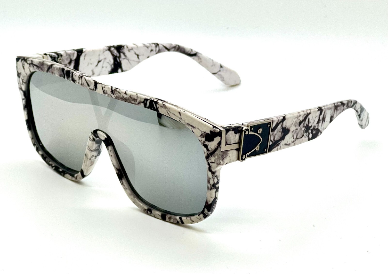 Men Designer Sunglasses Flat Black Lens Oversized Frame Shades Outdoor Sports