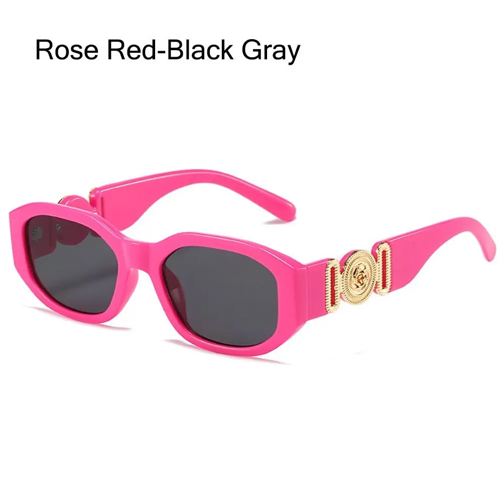 Irregular Oval Sunglasses Metal Rose Accent UV400 Unisex Retro Fashion Shades