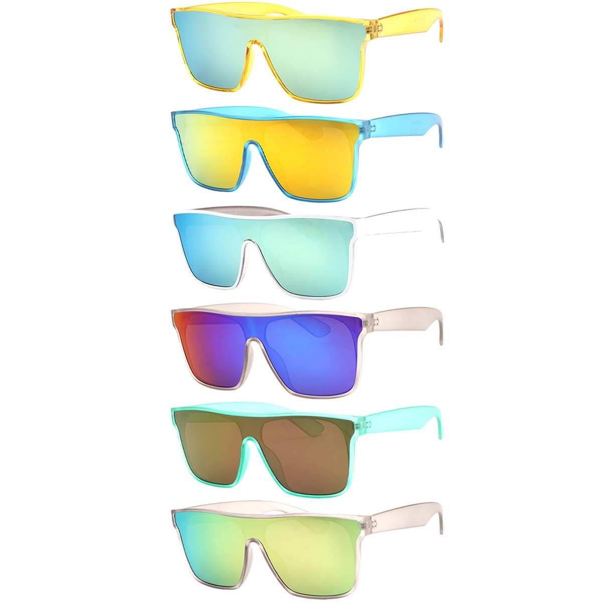 Sunglasses For Men 6 Pack Mirror Lens Heat Style Color Lens Pack