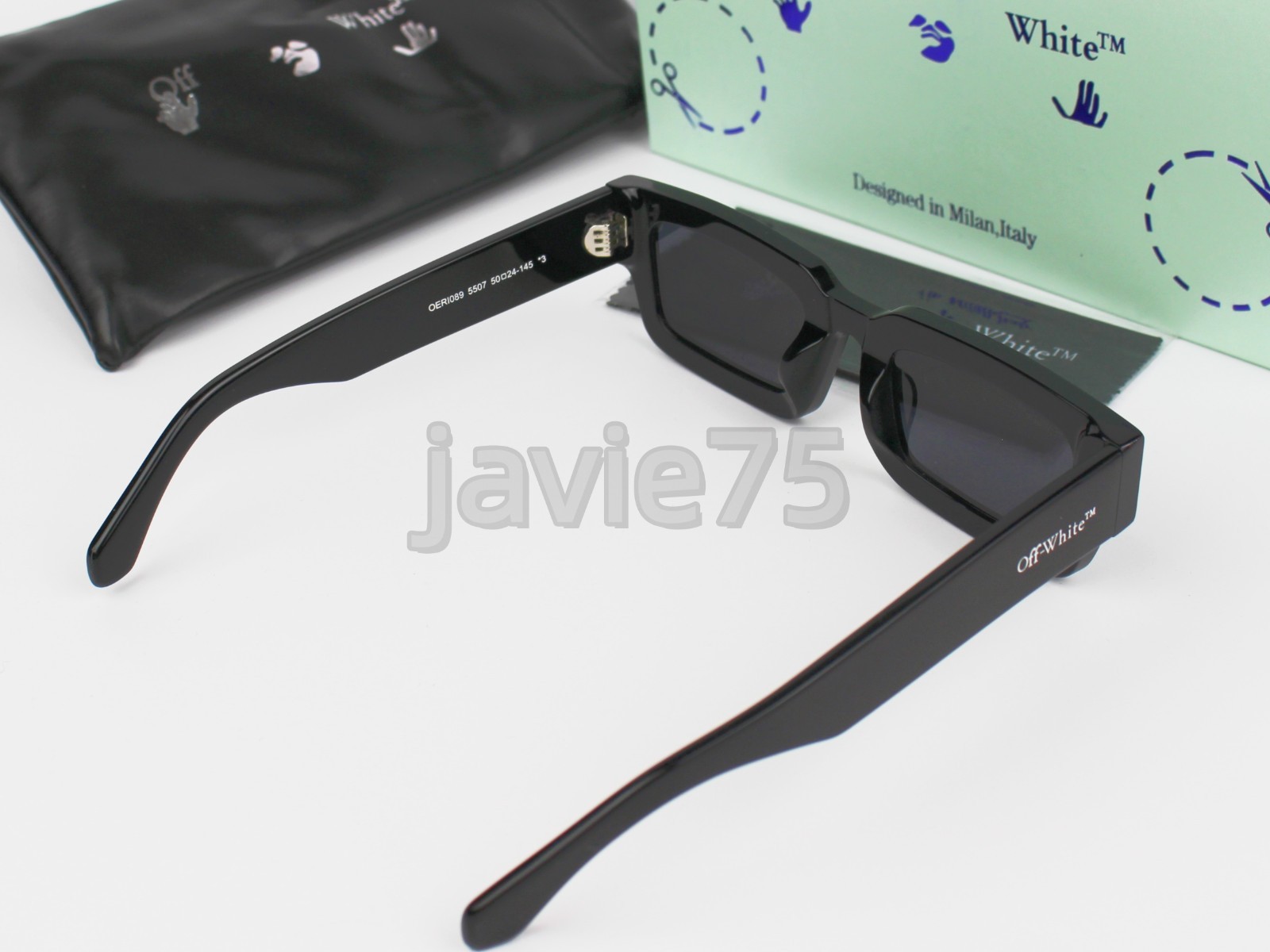 Off-White Lecce OERI089 Unisex Sunglasses Black/Gray 50-24 145 New With Case