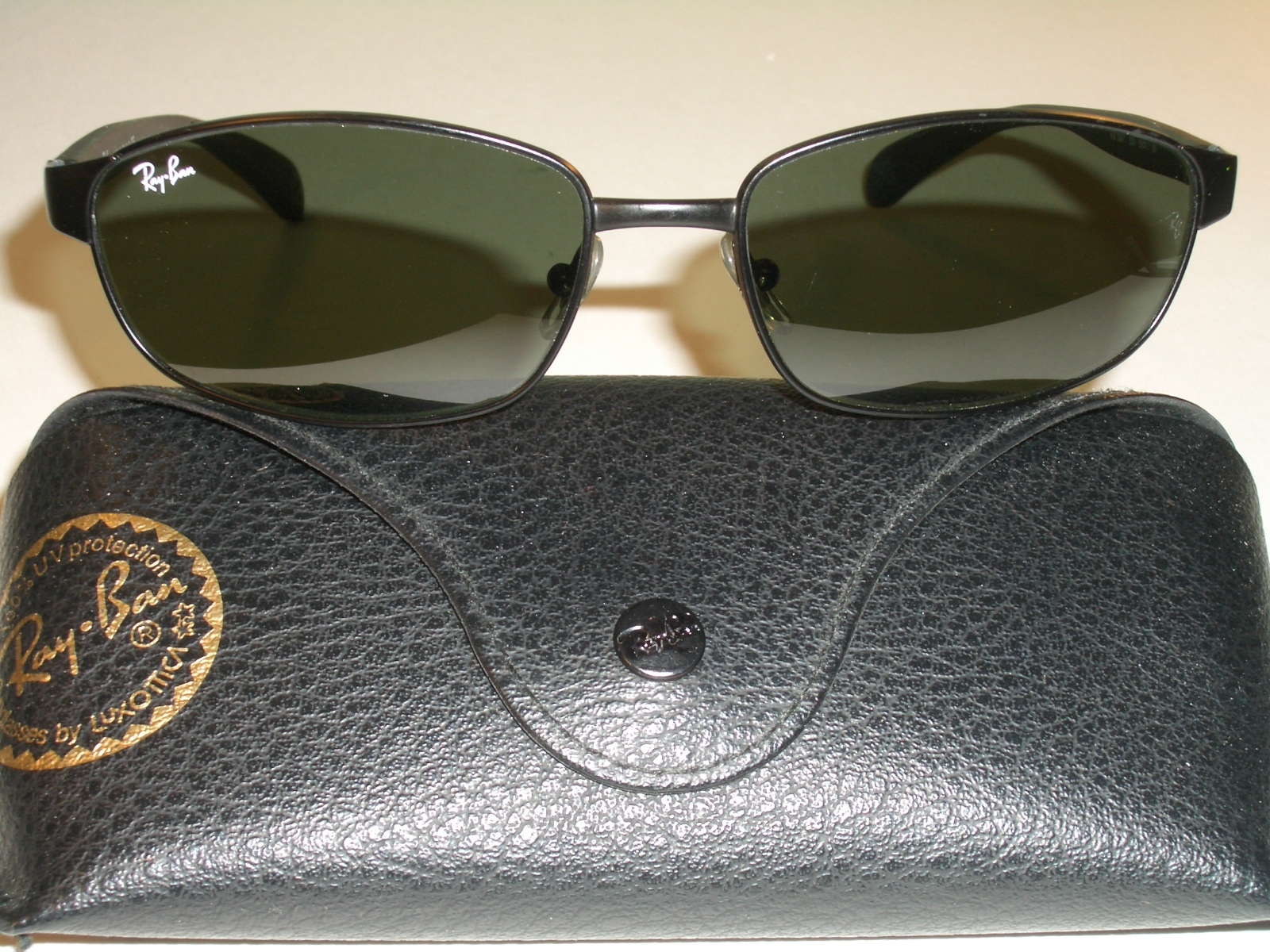 RAY BAN RB3247 59[]17mm SLEEK BLACK G15 UV GLASS LENS SUNGLASSES w/CASE