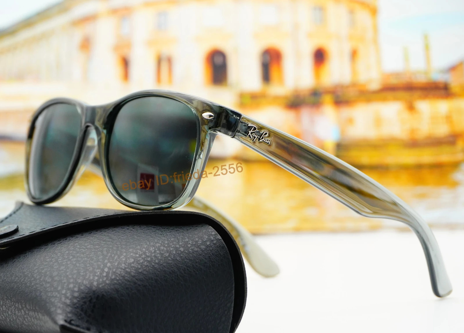 New Wayfarer Ray-Ban RB2132 Sunglasses Dark Blue Lens Grey Frame 55mm UV Protect