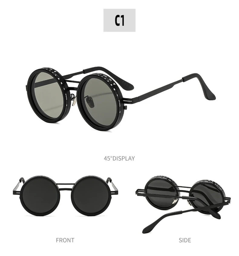 Adjustable Tint Sunglasses, 1-9 Gears Rounded Polarized Glasses with ND Filter