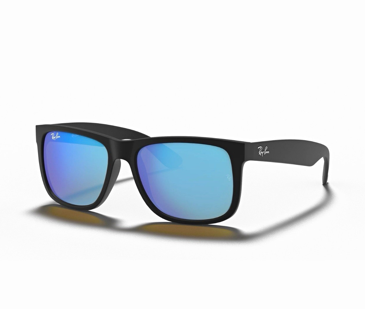 NWT Ray-Ban “Justin” RB4165 Matte Rubber Black Gradient Blue Mirror Polarized