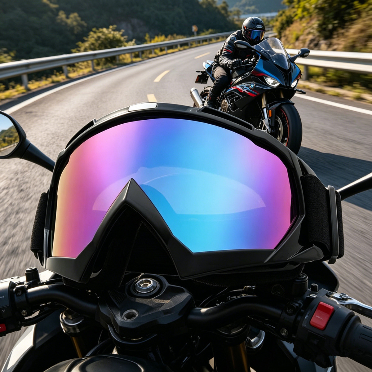 Motorcycle OTG Goggles Fit Over Glasses Padded Windproof Riding Adjustable Strap