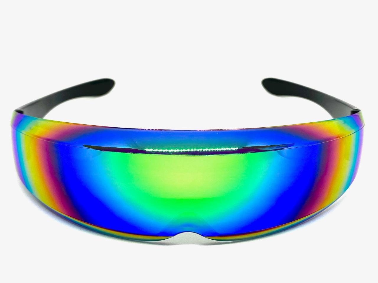 SPACE ROBOT PARTY RAVER COSTUME CYCLOPS FUTURISTIC SHIELD SUN GLASSES Thin Lens