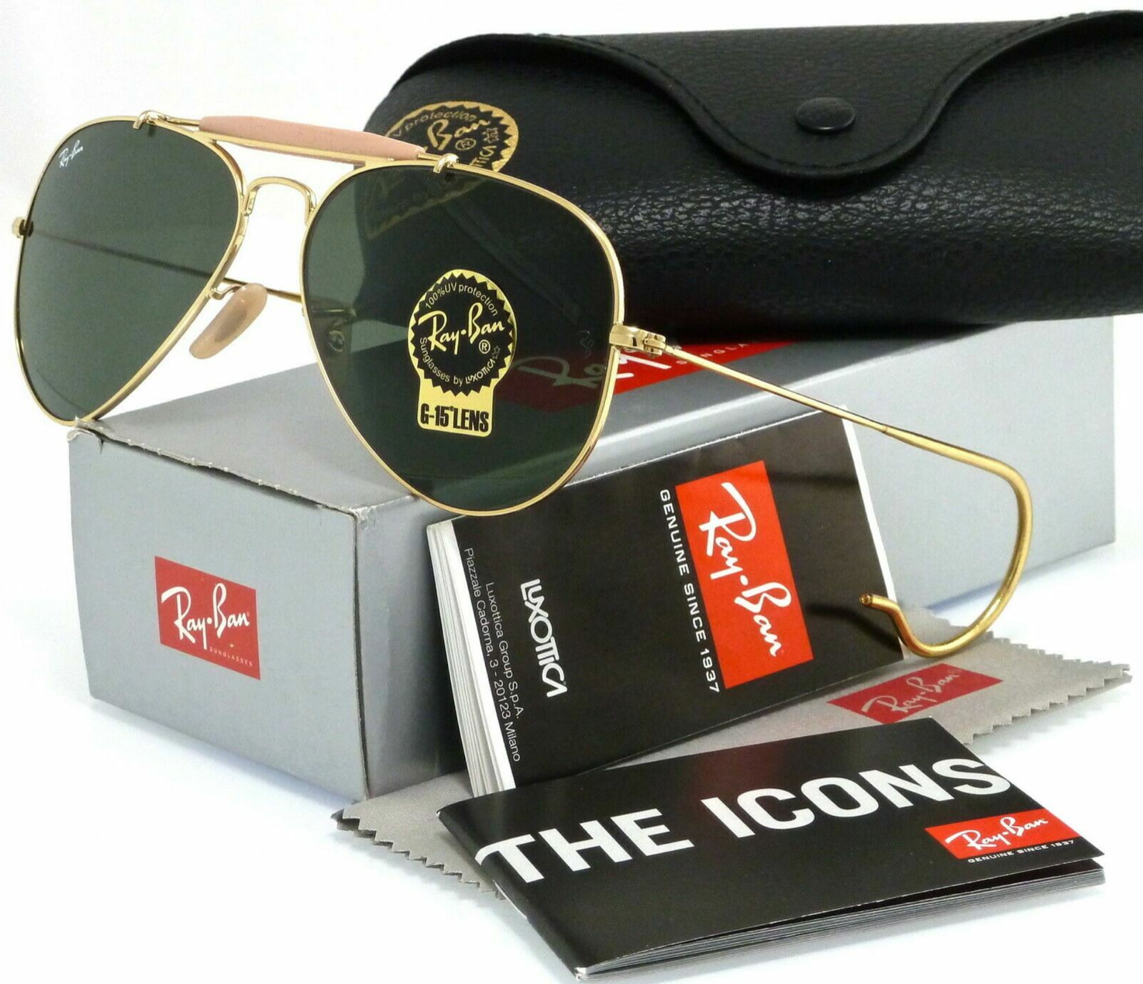 New Ray-Ban OUTDOORSMAN Sunglasses RB 3030 L0216 58-14 Gold Frame Cable Temples