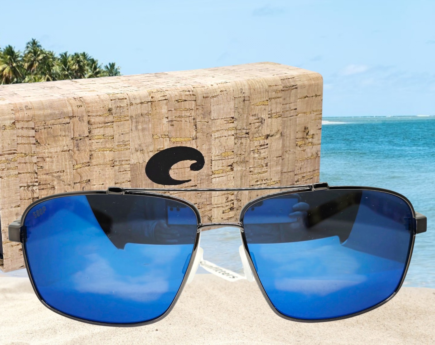 COSTA DEL MAR gunmetal/blue mirror FLAGLER polarized 580P sunglasses NEW IN BOX!
