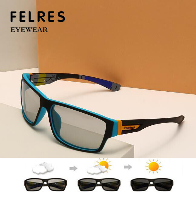 Retro Sports Photochromic Polarized Sunglasses For Men Driving Cycling Goggles