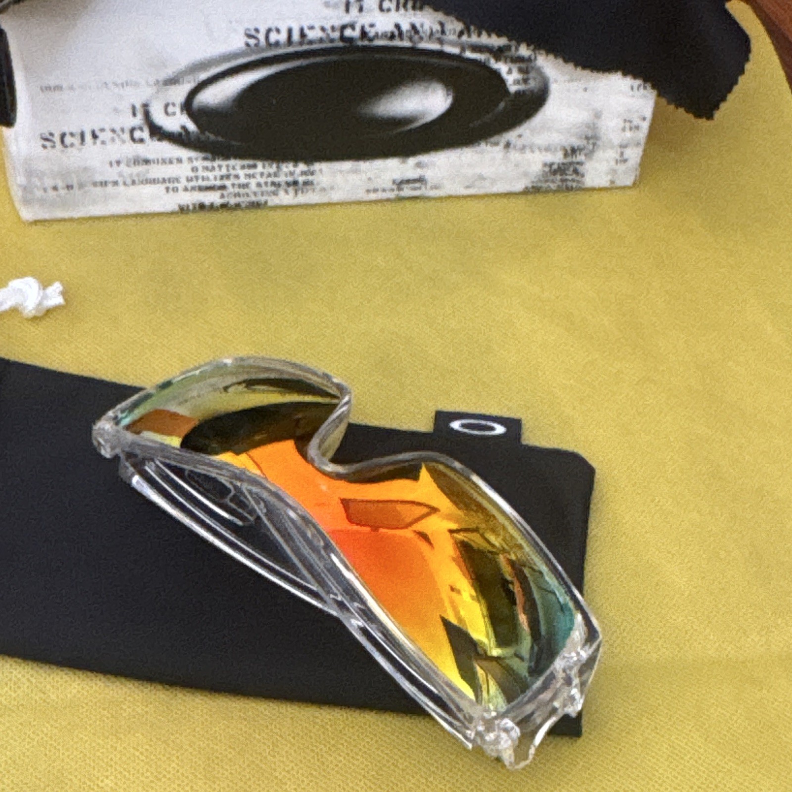 Oakley Men’s Wrap Shield Sunglasses Clear Frame Gold Mirrored Lens OO9101-07