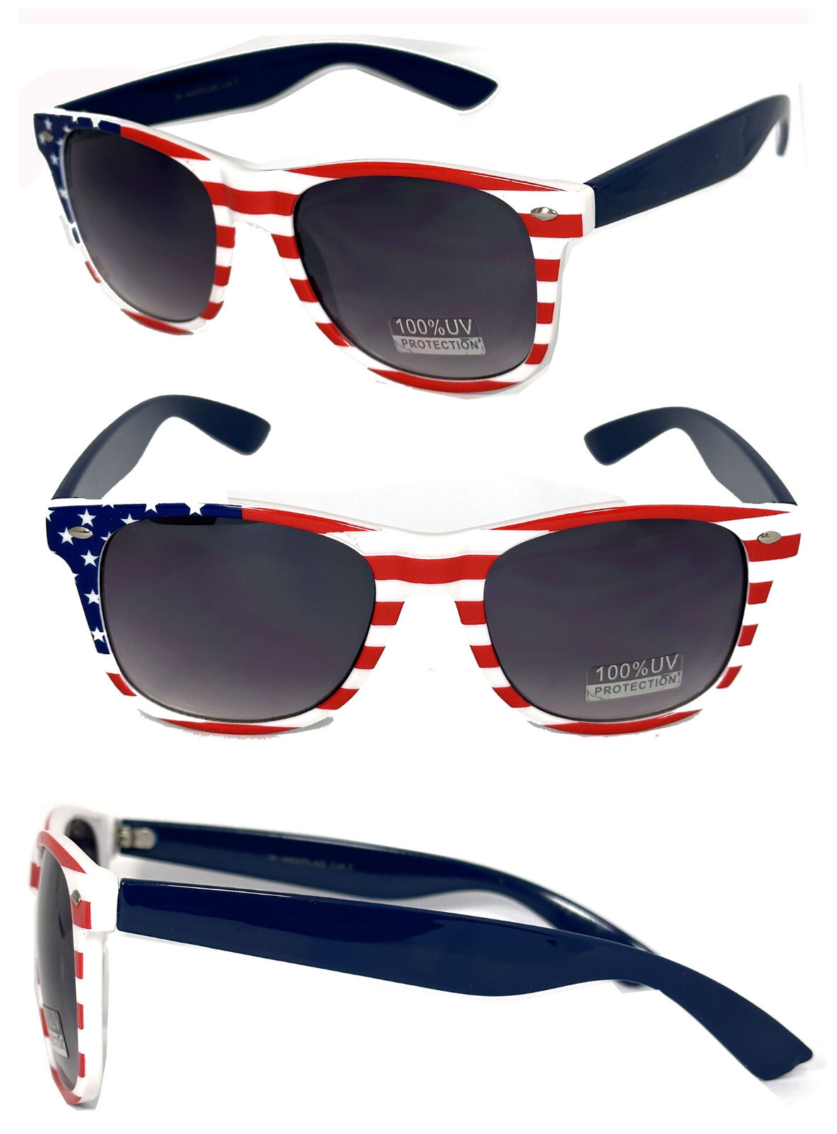 Retro Square Frame Sunglass with the United States of America Flag Print