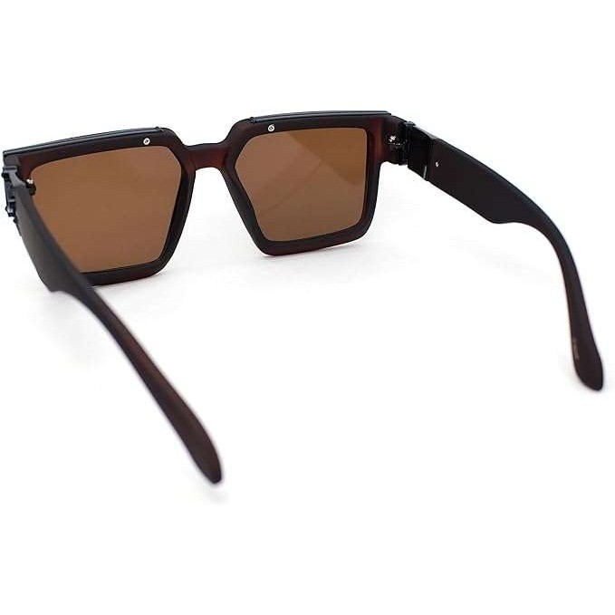 Men’s Oversized Square Sunglasses Brown Tinted Lenses Bold Frame Style Lentes