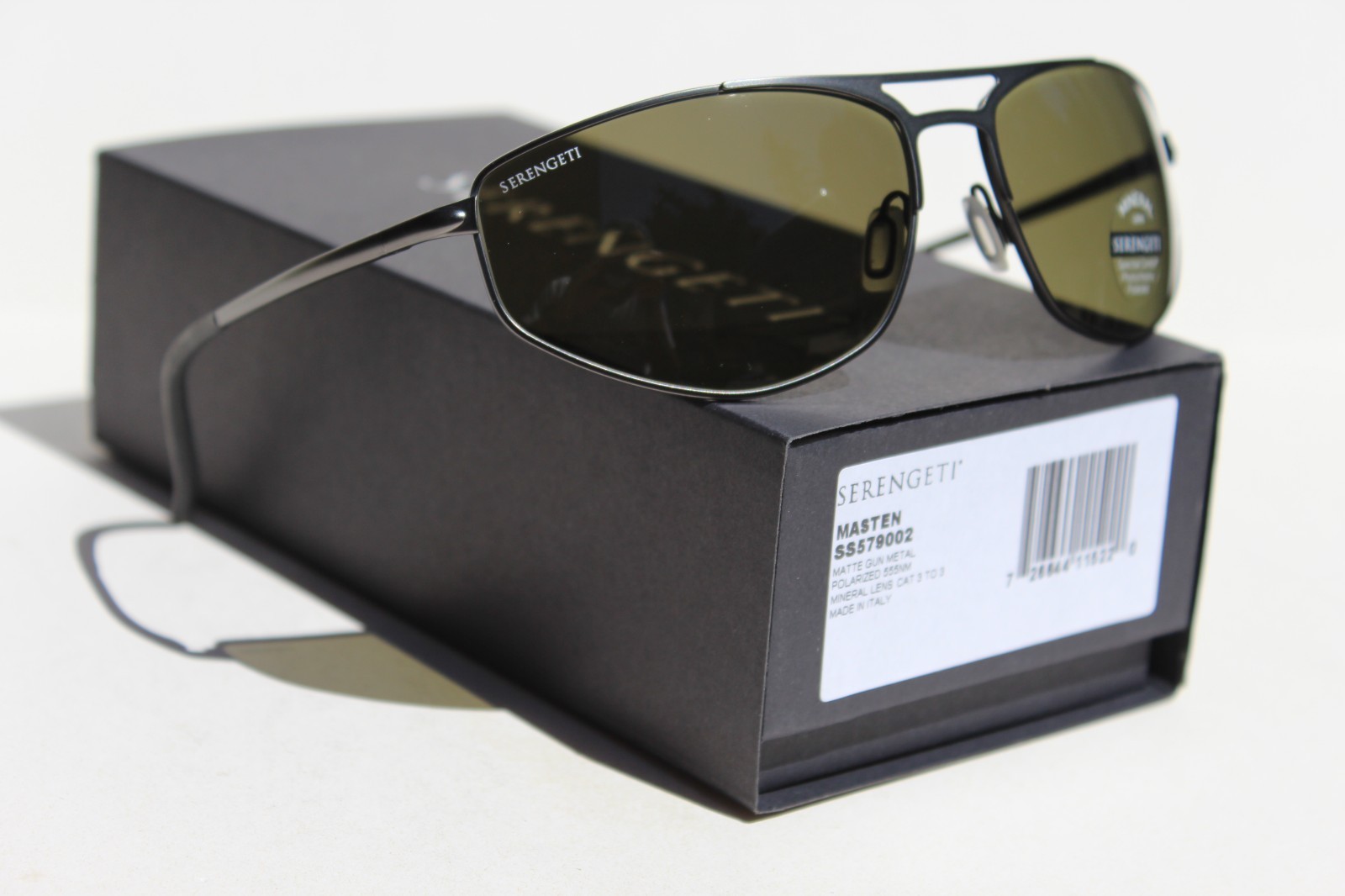 SERENGETI Masten POLARIZED Sunglasses Matte Gunmetal/555nm NEW SS579002 Italy