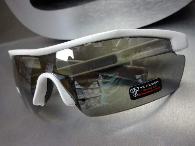 WRAP AROUND SPORT CYCLING BASEBALL FISHING SUN GLASSES White Frame Mirror Lens