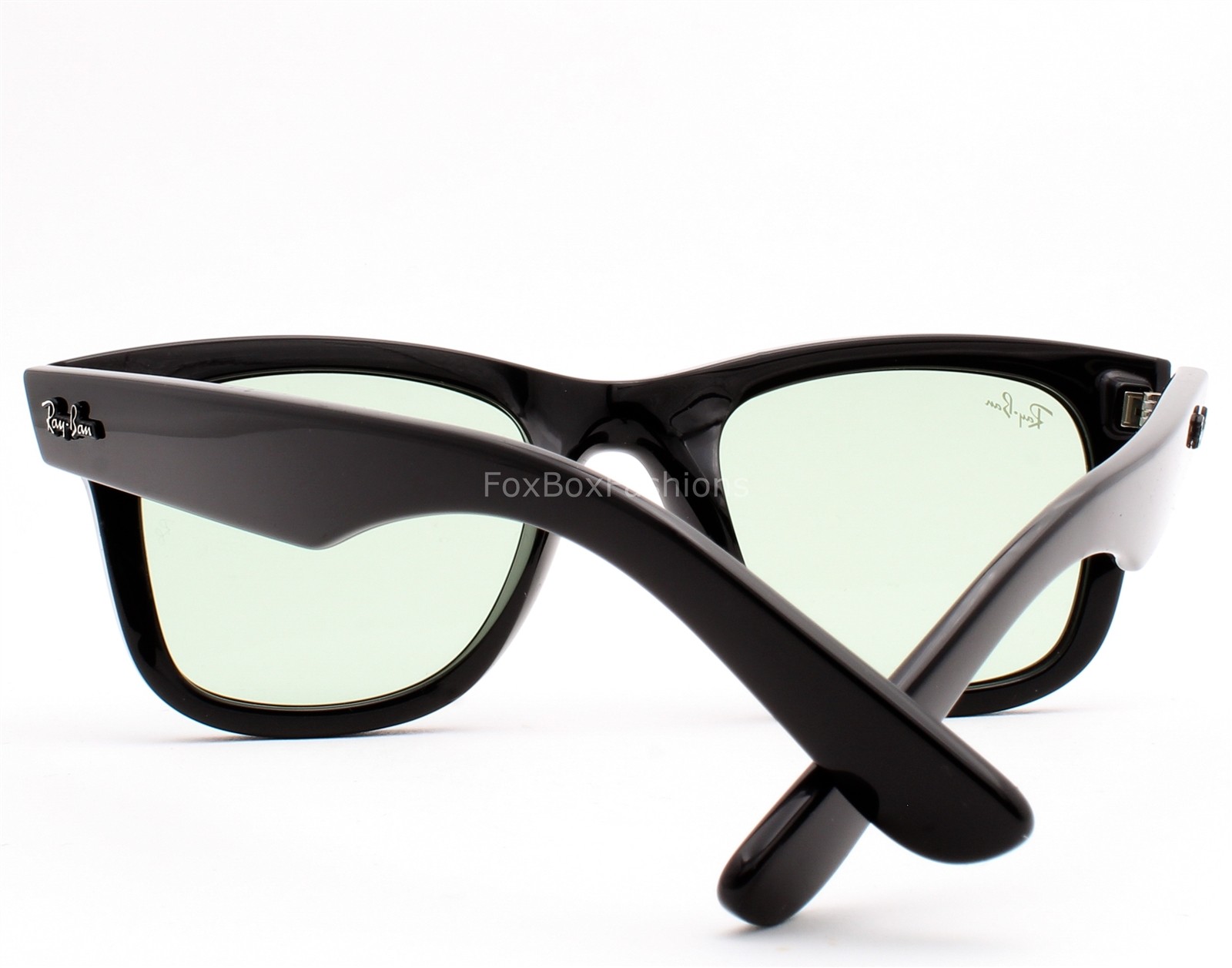 Ray-Ban Wayfarer Reverse Sunglasses RBR0502S Shiny Black Light Green 50mm w/case