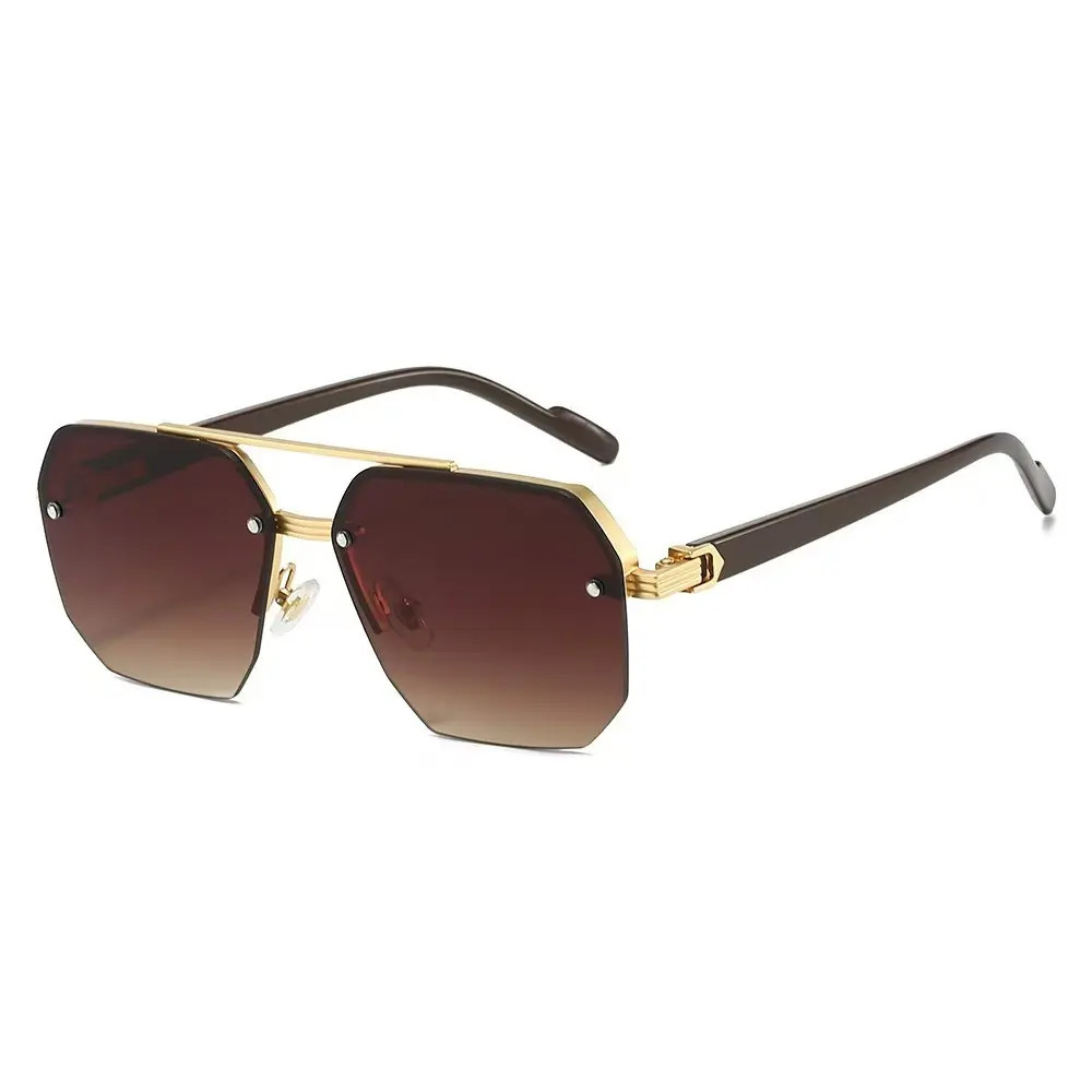 Shinethru Unisex Retro Square Frame Sunglasses – 1 Pair PC Plastic Semi-Rimless