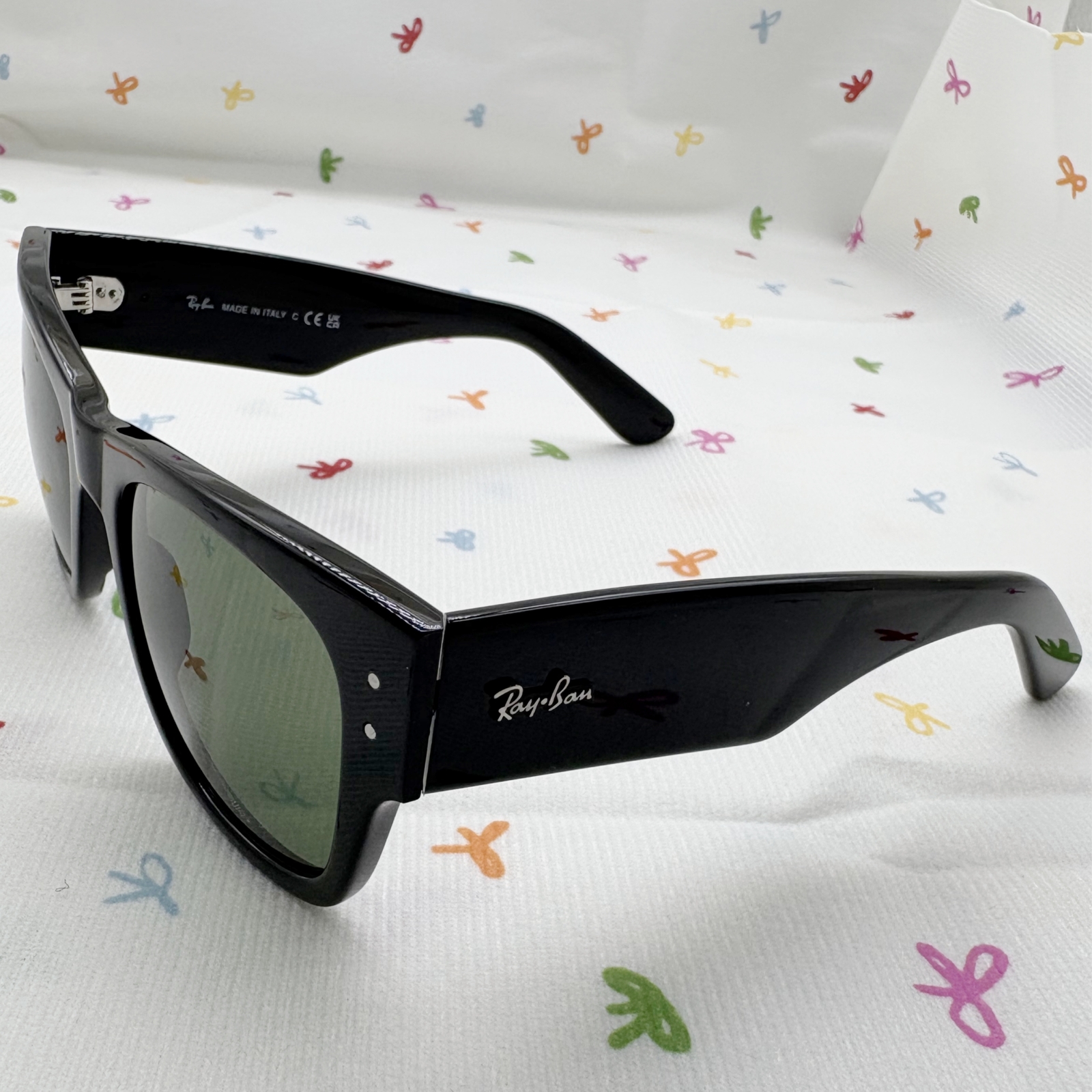 Ray-Ban Mega Wayfarer Sunglasses RB0840S 901/31 Black Frame Green Lens 51-21 145
