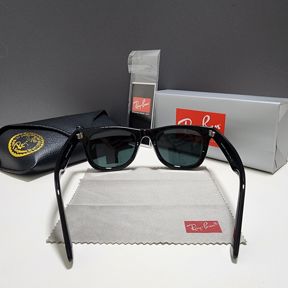 Ray-Ban RB2140 904 Wayfarer Sunglasses Black Frame Glass Gray Lens 50-22 mm