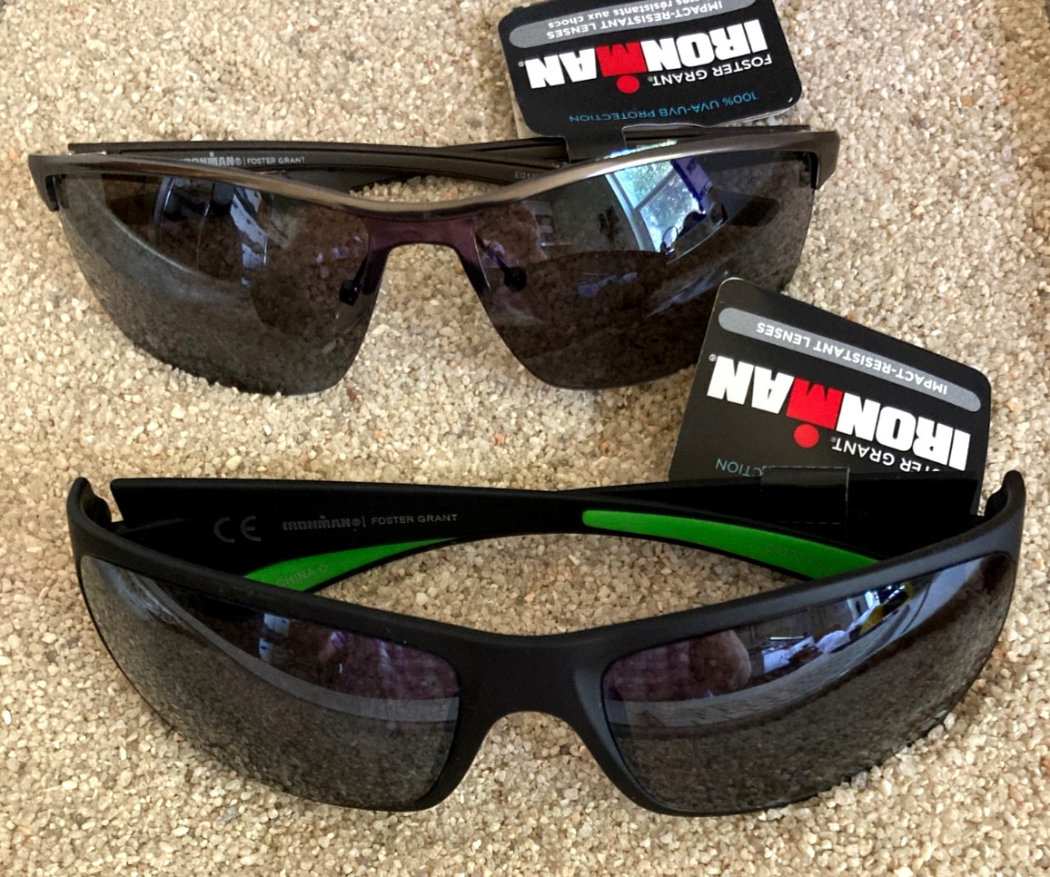 Foster Grant Ironman Impact-Resistant Sport Sunglasses Black Grey Lot Of 2