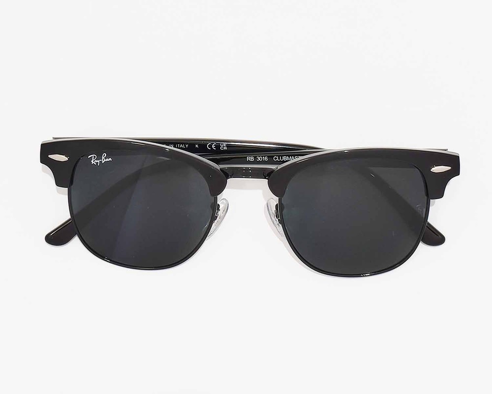 Ray-Ban Sunglasses RB3016 Clubmaster Marble Black Frame Dark Grey Lenses 51mm