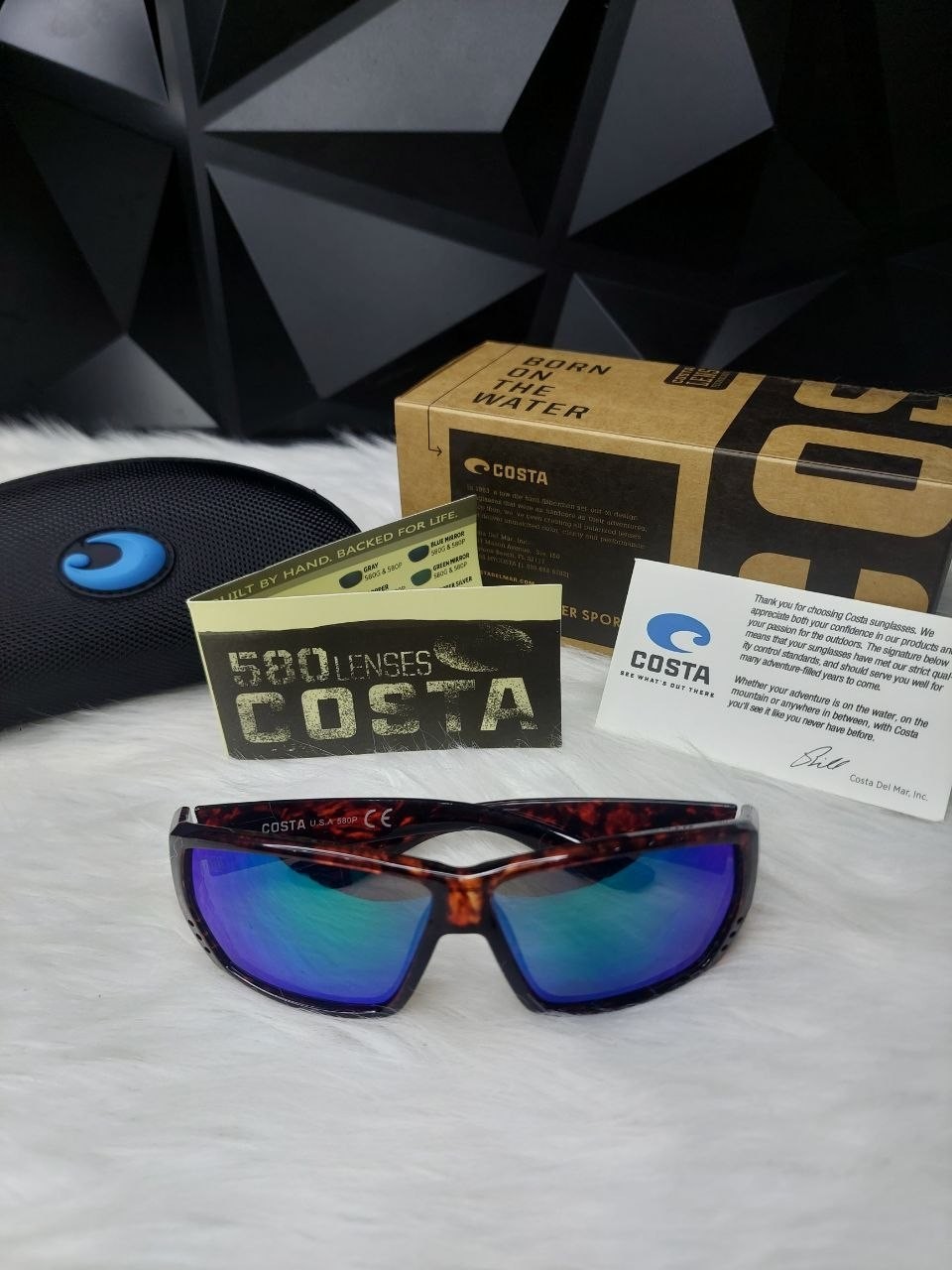 NWB Costa Del Mar Fantail Sunglasses Tortoise Blue Mirror Polarized 580P UV