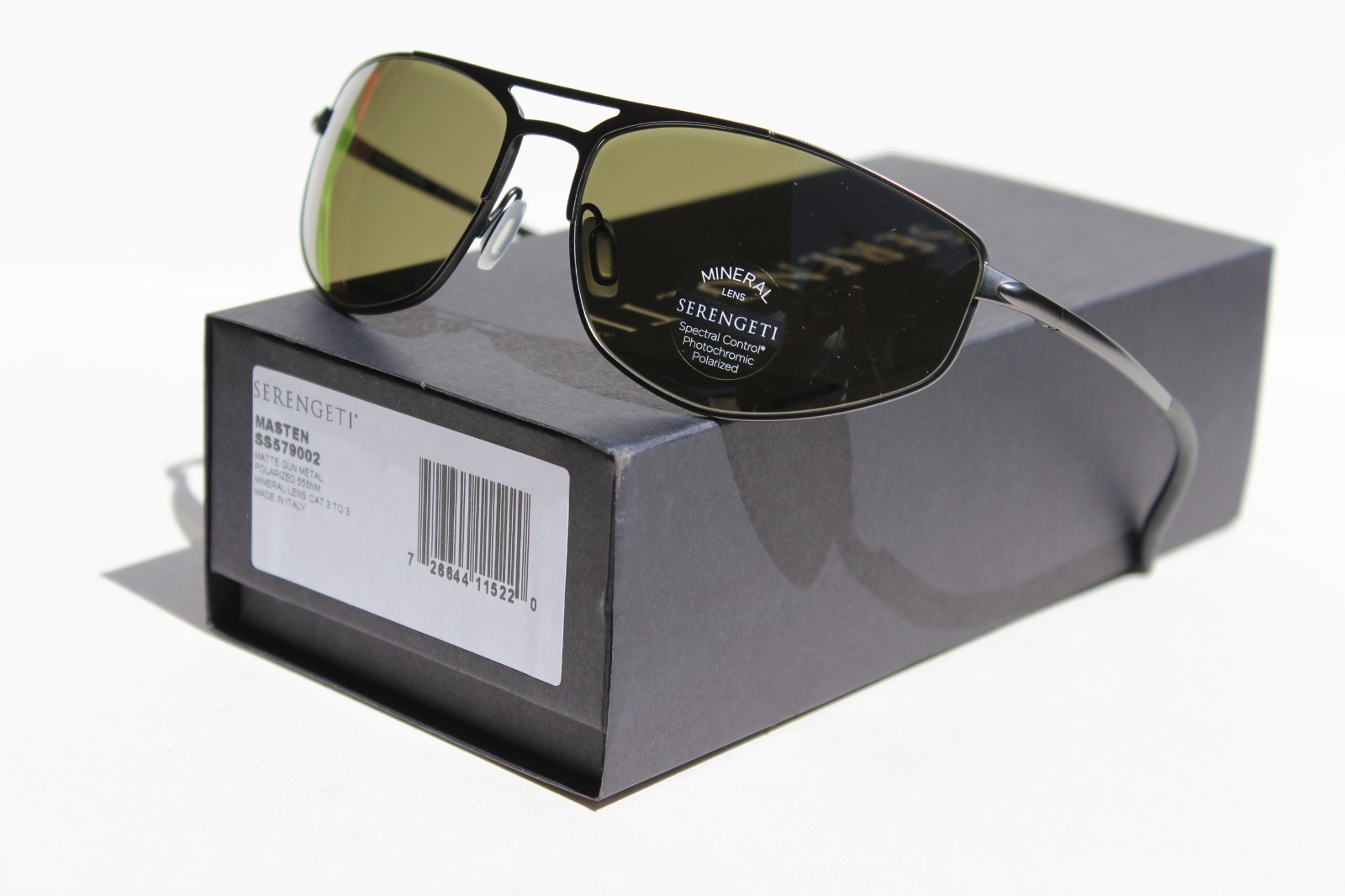 SERENGETI Masten POLARIZED Sunglasses Matte Gunmetal/555nm NEW SS579002 Italy