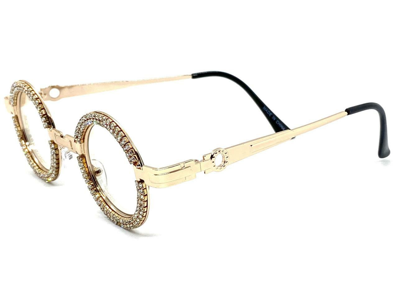 Classy Elegant Retro Hip Hop Rapper Clear Lens SUN GLASSES Round Rose Gold Frame