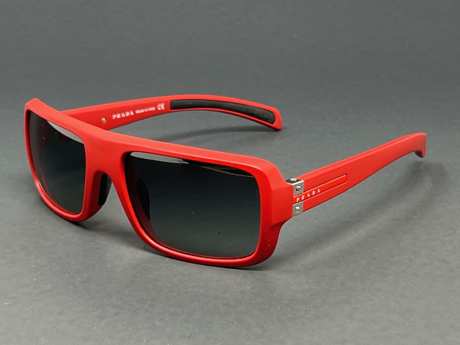 Prada Sunglasses SPS01I-ZVI3M1 Matte Red 57mm Square Plastic Men’s Italy