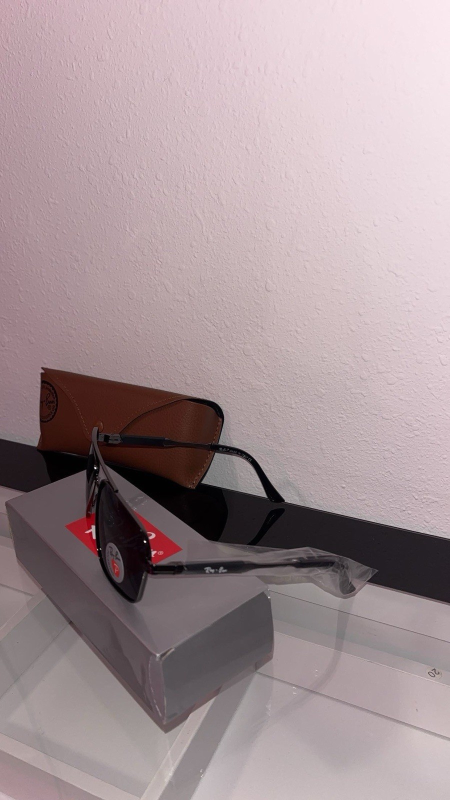 Ray-Ban Polarized Tinted Rectangle Sunglasses Black Plastic Frame/Lenses Men