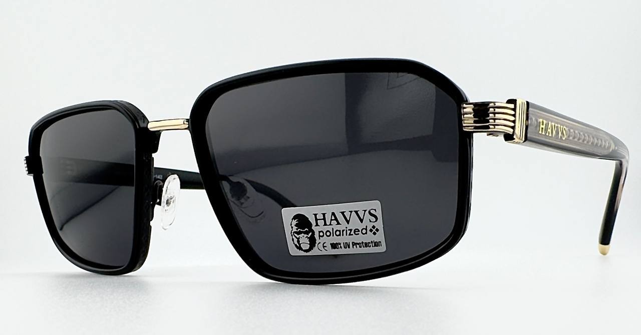 HAVVS HV68119 A Men’s Polarized Sunglasses Black Gold UV400 Driving Glasses New