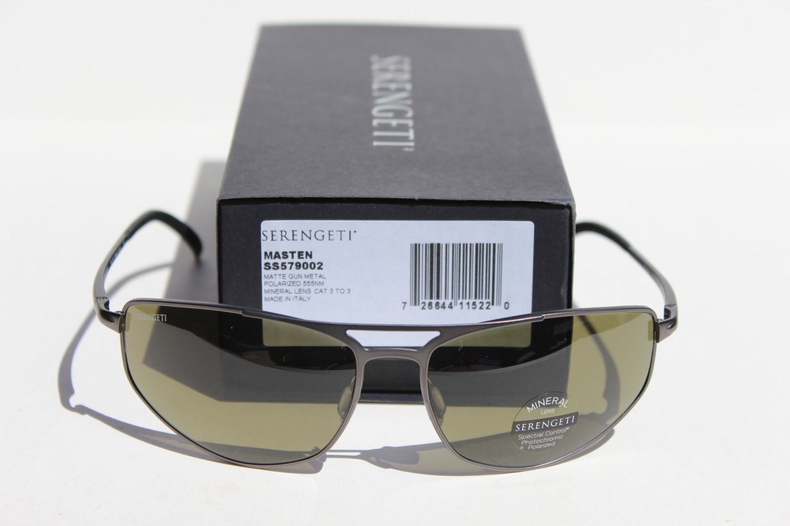 SERENGETI Masten POLARIZED Sunglasses Matte Gunmetal/555nm NEW SS579002 Italy