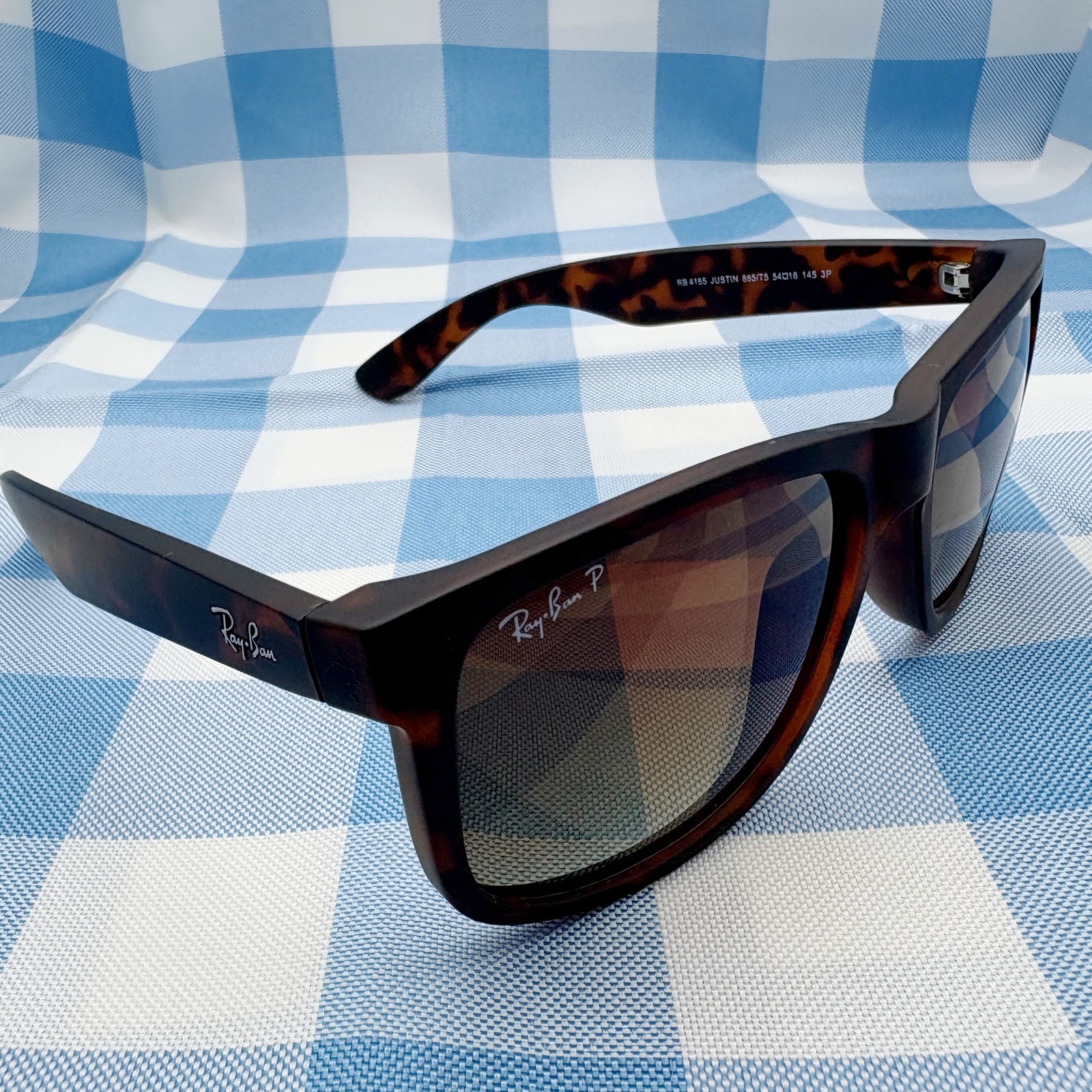 Ray-Ban JUSTIN Rubber Gray-Brown RB4165 T5 Sunglasses Matte Tortoise Polarized