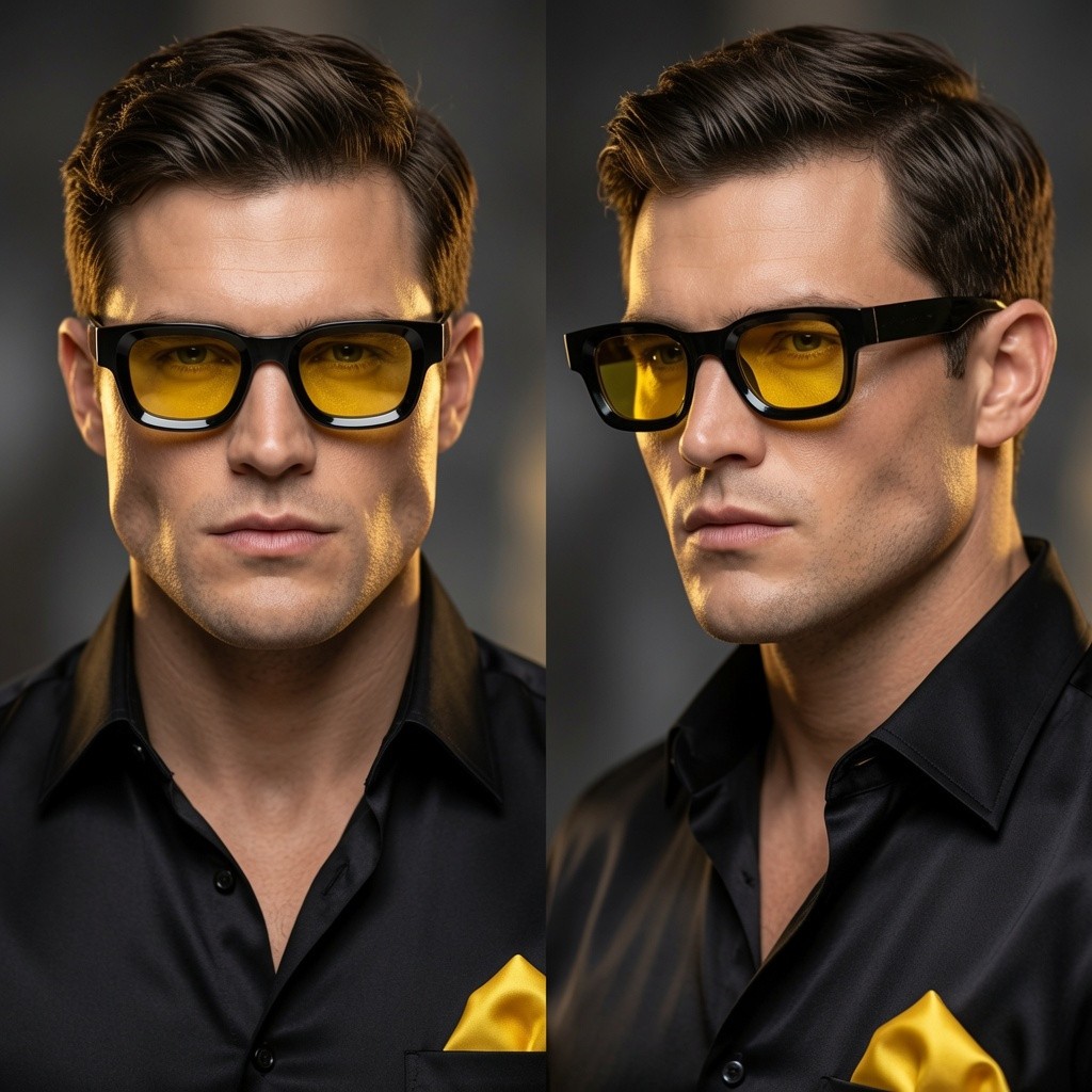 Men’s Sunglasses Square UV 400 Protection Black Frame Blue Lens Rapper Luxury