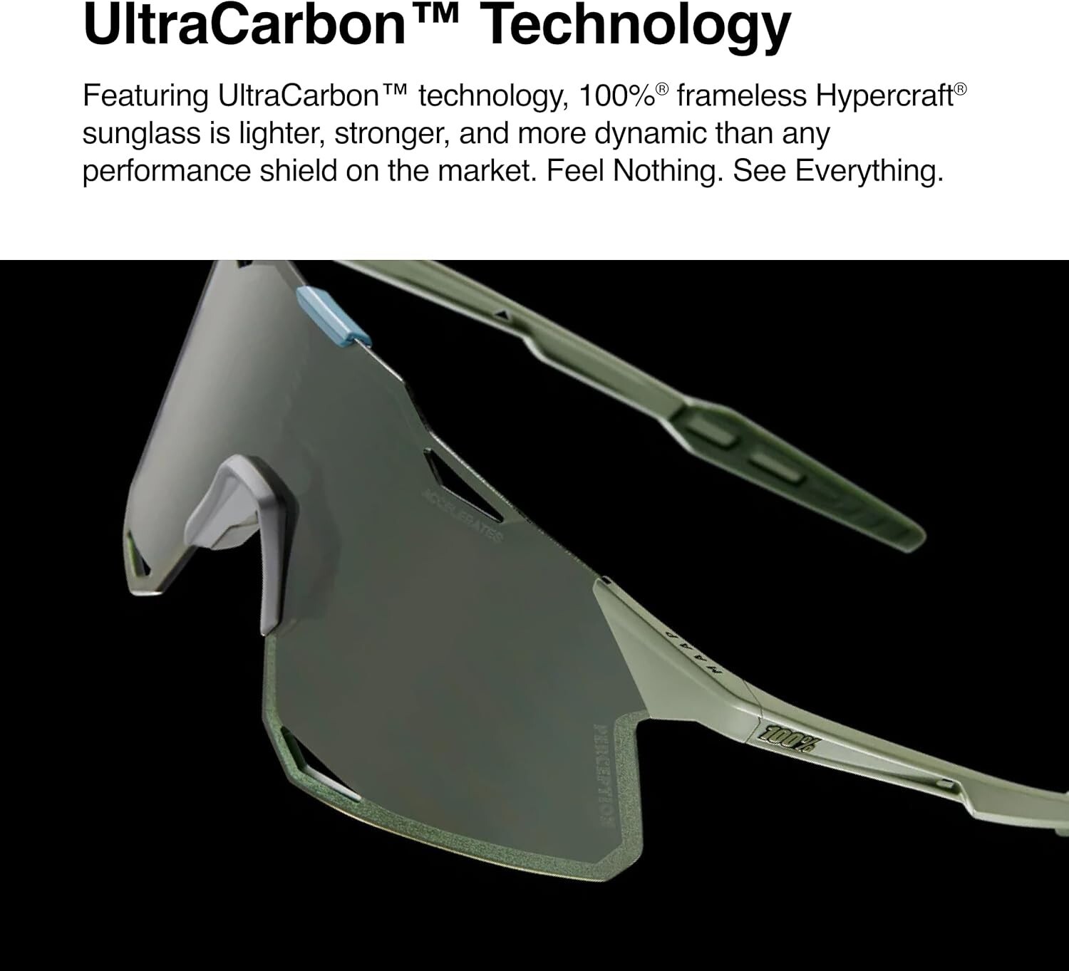 100% HYPERCRAFT SPORT PERFORMANCE FRAMELESS SUNGLASSES SCRATCH RESISTANT UV400