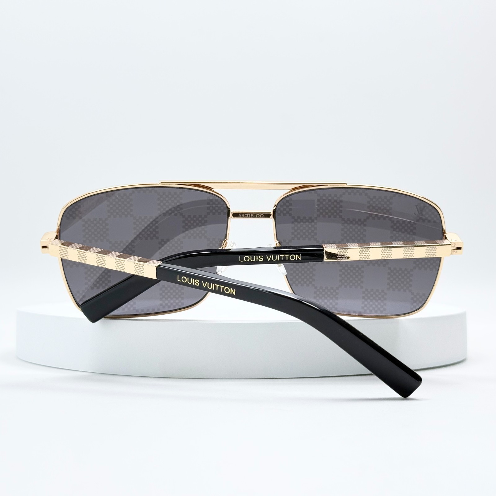 Louis Vuitton Z0259U Gold Navigator Sunglasses Gray Damier Check Lens Italy