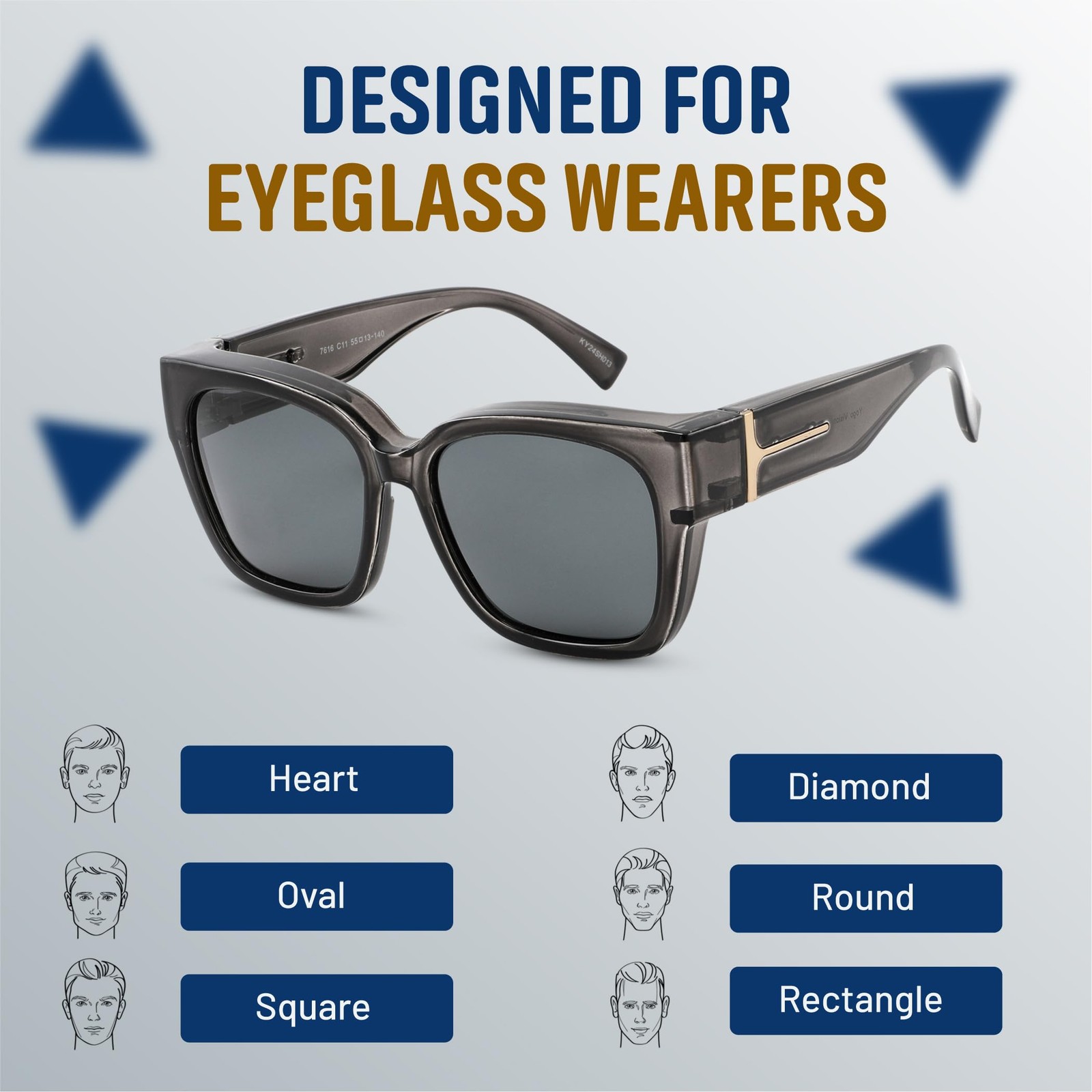 Yogo Vision Polarized Fit Over Glasses Sunglasses for Women Men Wear Over