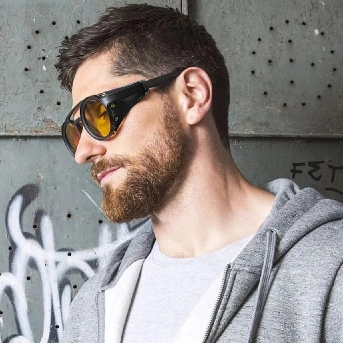 Glacier Sunglasses Goggles Leather Side Shields HD Smoke Yellow Blue Light Block