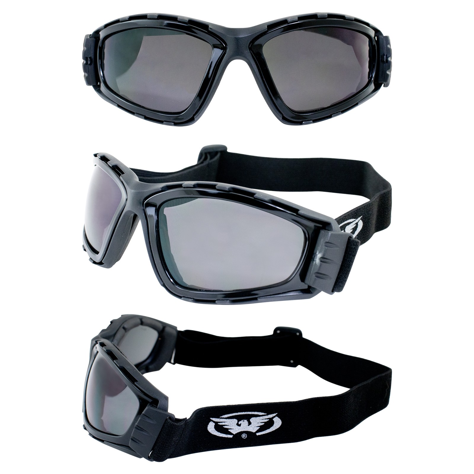 Global Vision Trip Safety Motorcycle Goggles Black Frames Smoke Lens