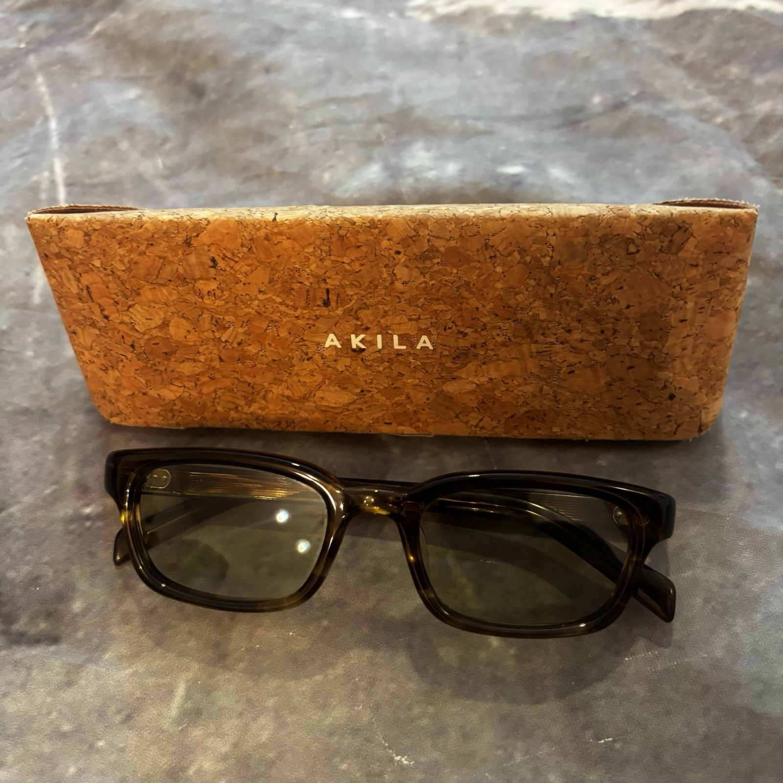 Akila Eyewear Trivia Sunglasses Olive Havana Frames Green Lenses