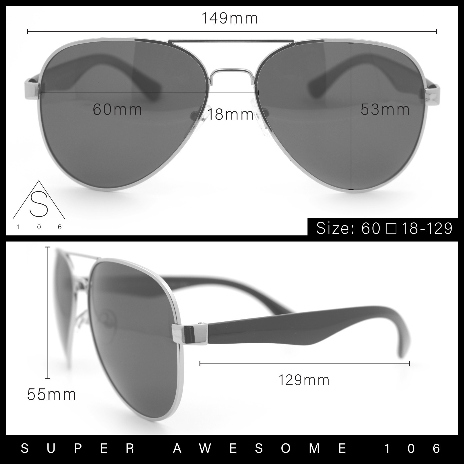 SA106 Polarized Pilot Aviator Sunglasses for Men UV400 Metal Frame