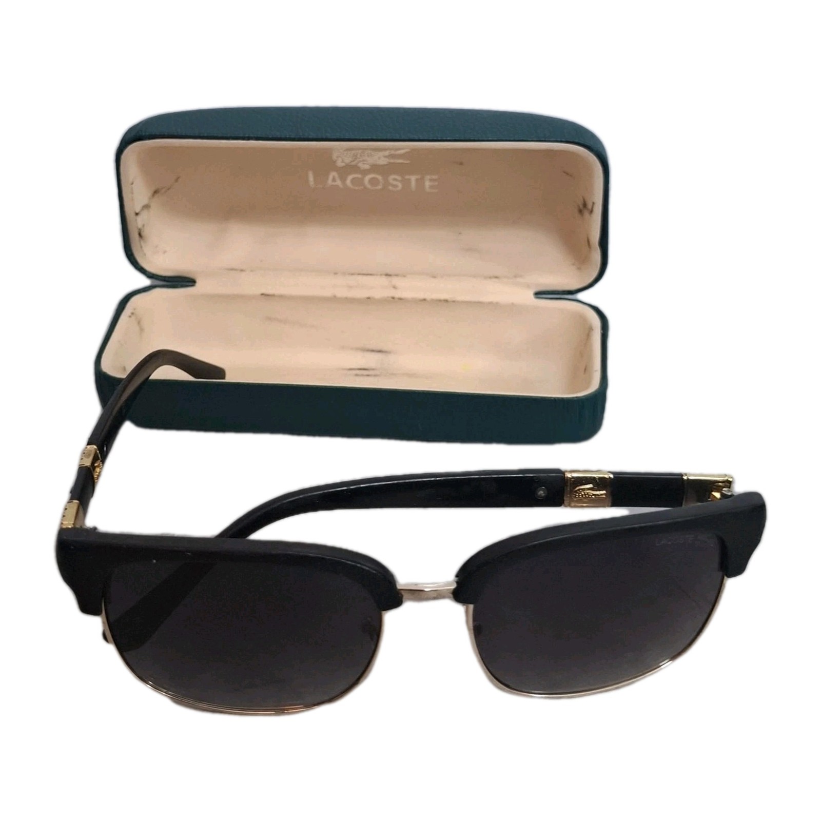 Lacoste Sunglasses Black Gold Frame With Case Repair Needed Authentic