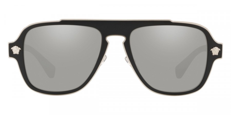 New Versace Man Irregular Sunglasses VE2199 10006G Black/Grey Mirror Silver 56mm