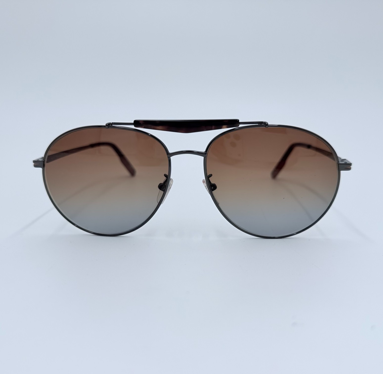 NEW Ermenegildo Zegna EZ0154-F 12F Aviator Sunglasses Gunmetal Zeiss Brown Lens