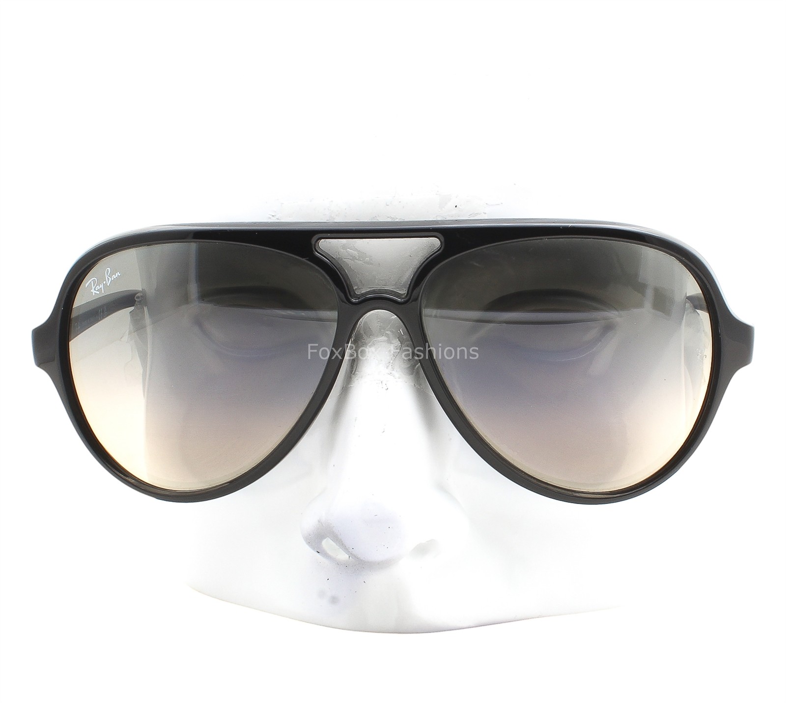 Ray-Ban Cats 5000 Sunglasses RB 4125 601/32 Polished Black Light Gray with Case
