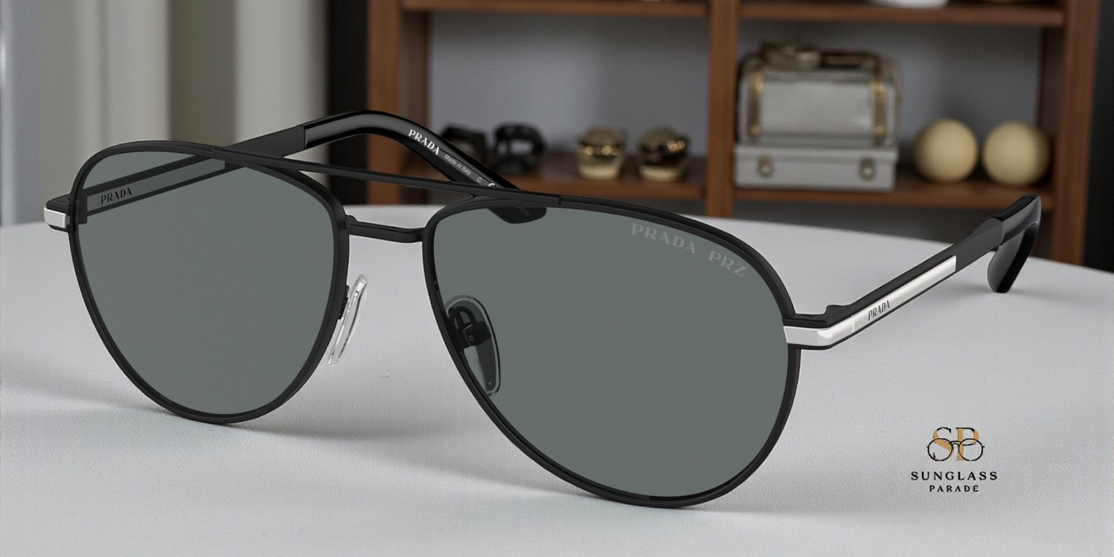 PRADA PR A54S 1BO5Z1 Matte Black Dark Grey Polar Polarized 60mm Men’s Sunglasses