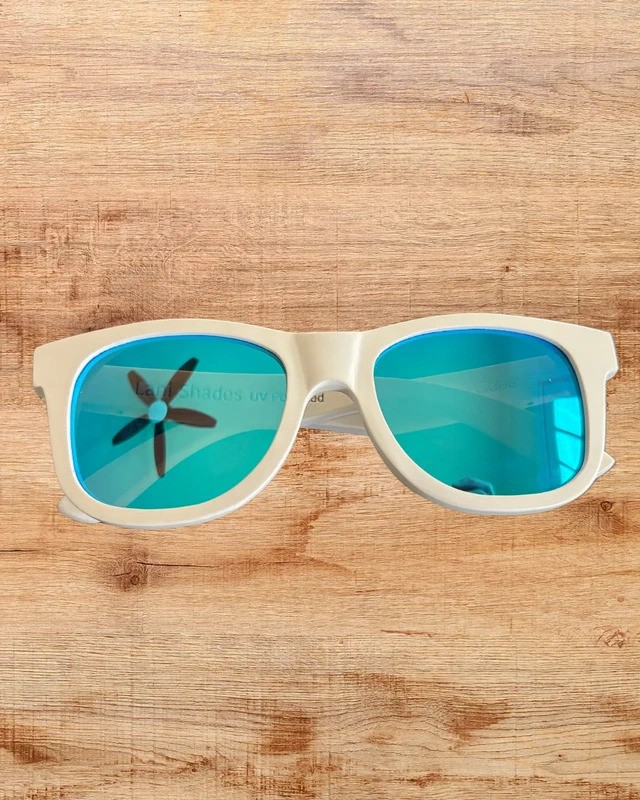 Lani Shades Polarized Floating Sunglasses White Blue Mirror w/ Case