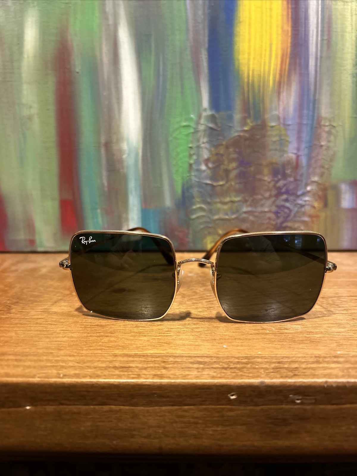 RAY-BAN RB 1971 9147/31 GOLD SQUARE AUTHENTIC FRAME SUNGLASSES 54-19 + CASE!