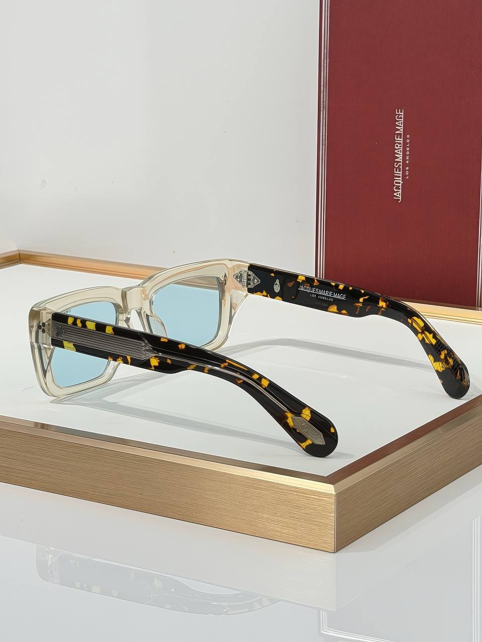 Jacques Marie Mage Walker Sunglasses Clear Crystal Frame Blue Lenses 53-21-146
